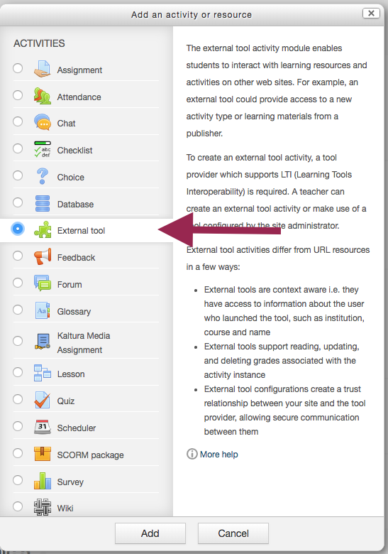 External Tool option