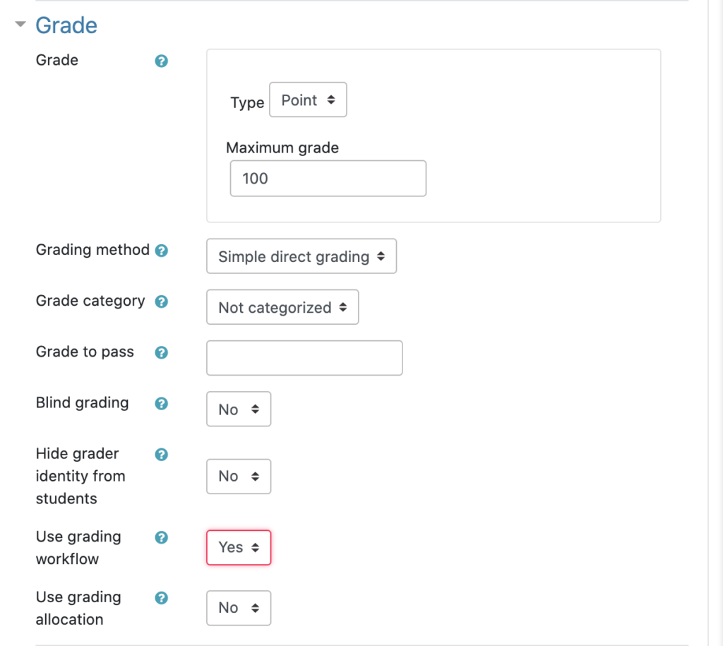 turning grading workflow on