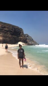 Michaela Tummings '17 enjoys a secluded beach at the Cape of Good Hope in South Africa.
