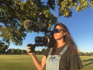 Nina Horowitz '11 filming outdoors