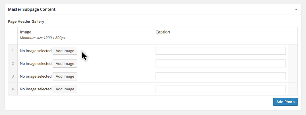 Add images to Header Gallery