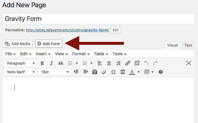 Add Form button